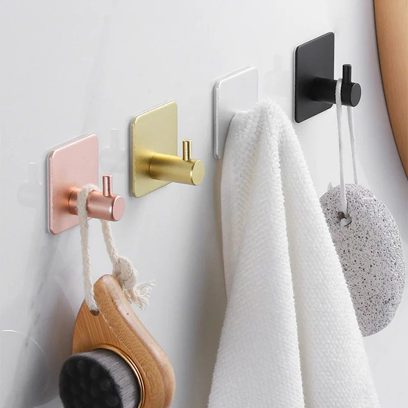 Self Adhesive Wall Hooks Door Key Holder Clothes Coat Hanger Bathroom Towel Holder Kitchen Storage Rack Shelf Bag Organizer