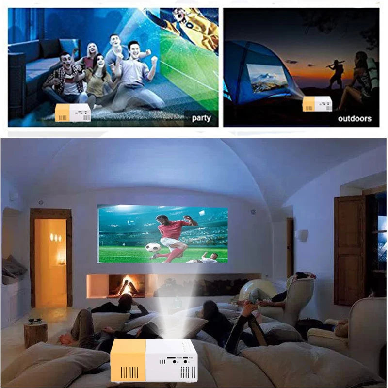 YG300 MINI Projector Portable Home Theater Smart TV Laser Beamer 3D Cinema LED Videoprojector for 4k 1080P Movie Via HD Port