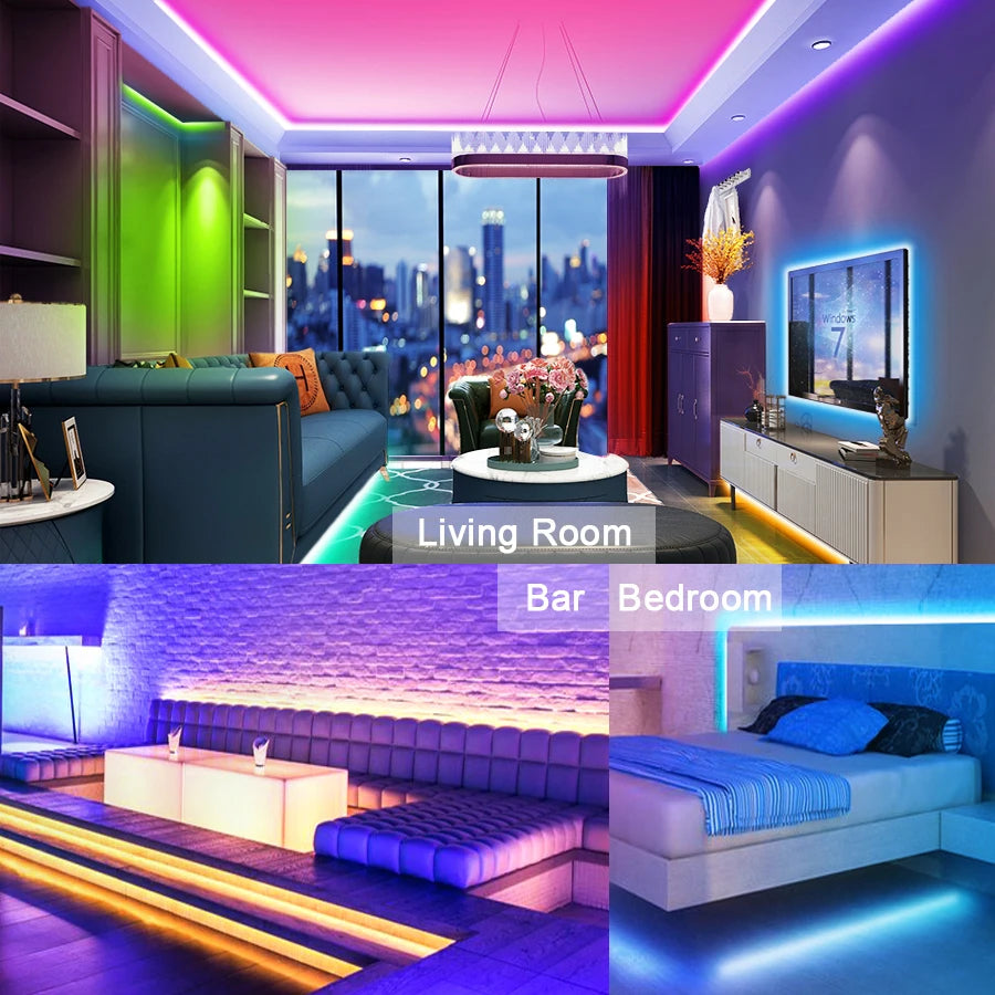 Rgb Led Strip Alexa 12V 15M 20M Led Wall Room Children 2835 5050 Waterproof Outdoor Lighting Led Tape For Kitchen White Band