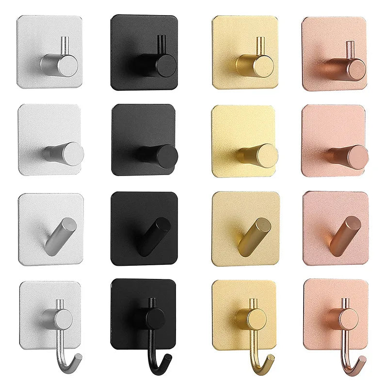 Self Adhesive Wall Hooks Door Key Holder Clothes Coat Hanger Bathroom Towel Holder Kitchen Storage Rack Shelf Bag Organizer