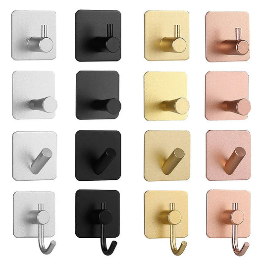 Self Adhesive Wall Hooks Door Key Holder Clothes Coat Hanger Bathroom Towel Holder Kitchen Storage Rack Shelf Bag Organizer