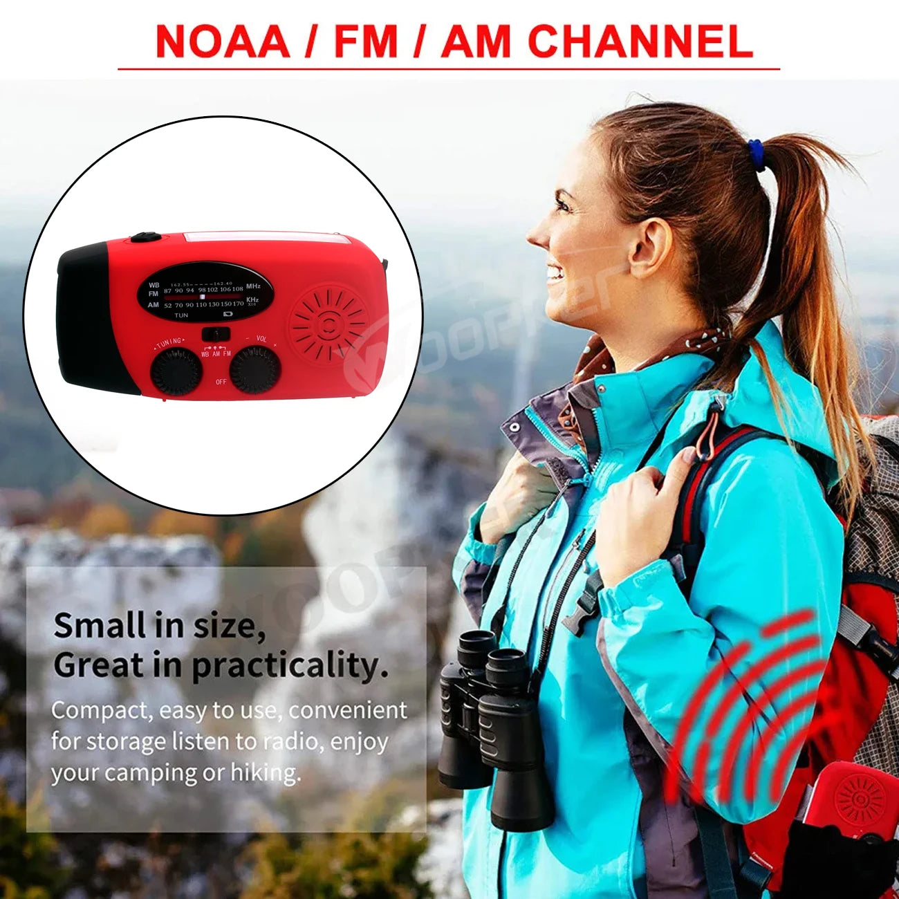 Woopker E04 Upgrade Multifunction Radio Solar Hand Crank FM /AM /NOAA WB Weather Radios Emergency Flashlight 2000mAh Power Bank