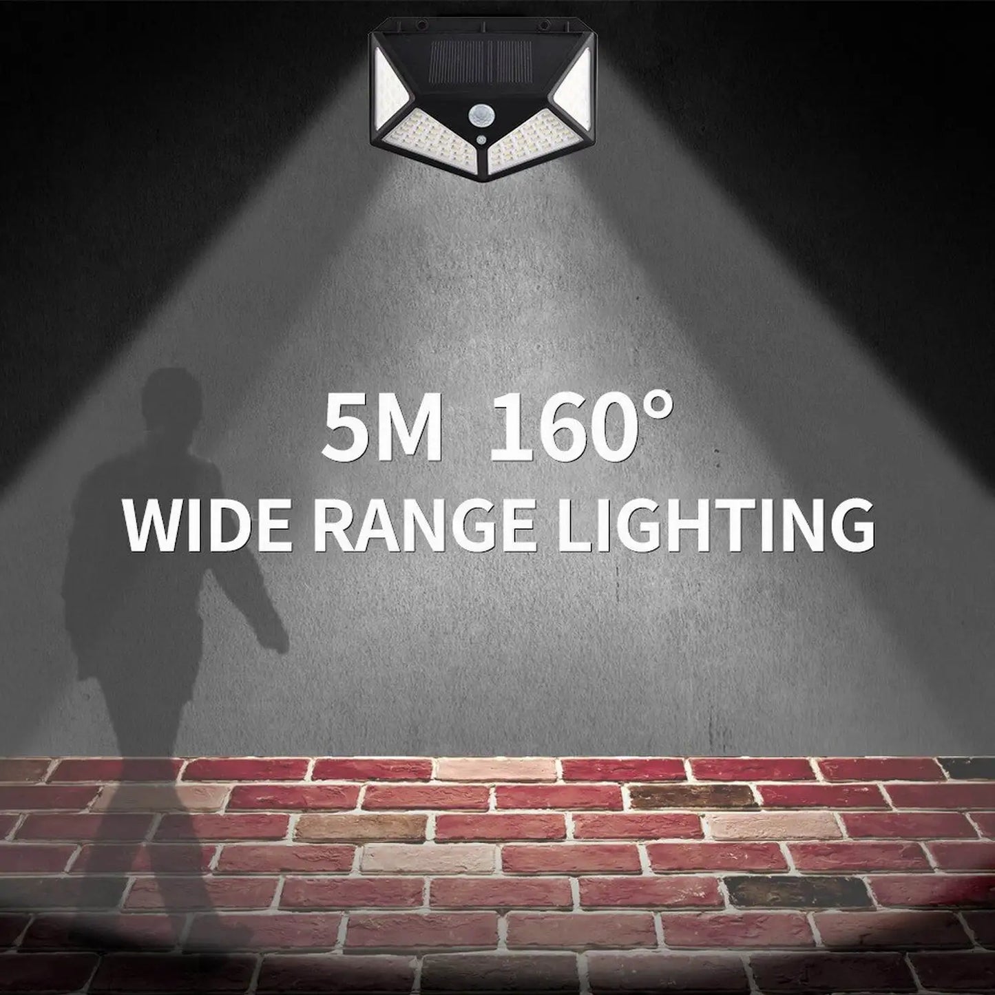 100 LED Wall Lights Outdoor Solar Lamp PIR Motion Sensor Solar Powered Sunlight Street Light for Garden Decoration