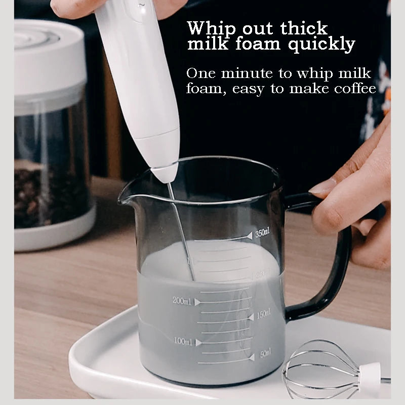 2 In 1 Electric Milk Frother Wireless Coffee Mixer Foam Milk Beater Egg Beater Rechargeable Portable Blender Kitchen Accessories