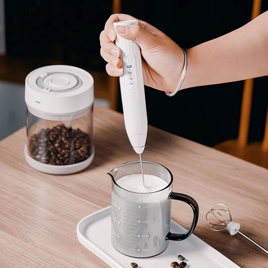 2 In 1 Electric Milk Frother Wireless Coffee Mixer Foam Milk Beater Egg Beater Rechargeable Portable Blender Kitchen Accessories